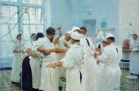 Хирург Е.В.Павлов в операционном зале. 1888