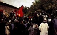 Годовой поминальный митинг у стены коммунаров на кладбище Пер-лашез в Париже. 1883 