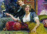 Портрет поэта С.М.Городецкого с женой. 1914