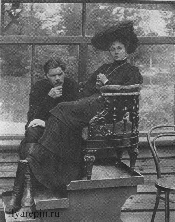 А. М. Горъкий и М. Ф. Андреева на зимней веранде. Фотография 1905 г.