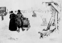 Перевоз по льду через Неву. Рисунок. 1891
